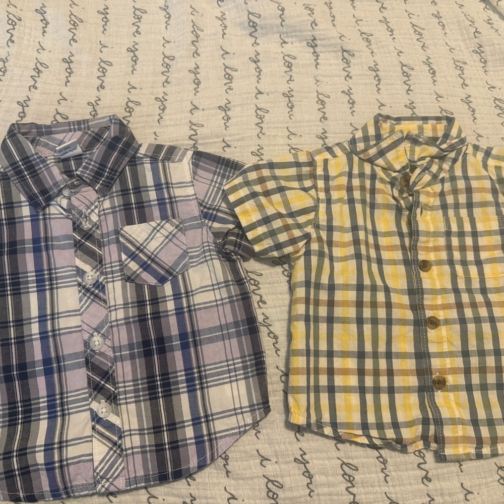 Old Navy 2 plaid shirts short sleeve 3-6 month bundle